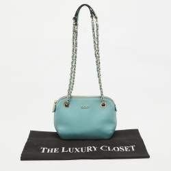 Dkny Blue Leather Chain Crossbody Bag