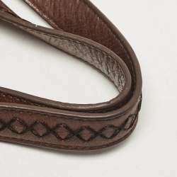 Pre Owned DKNY Dark Brown Leather Studded Drawstring Tote