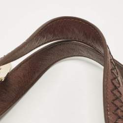 Pre Owned DKNY Dark Brown Leather Studded Drawstring Tote