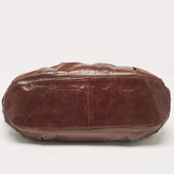 Pre Owned DKNY Dark Brown Leather Studded Drawstring Tote