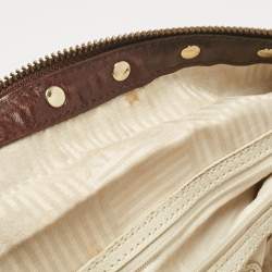 Pre Owned DKNY Dark Brown Leather Studded Drawstring Tote