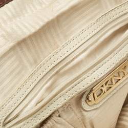 Pre Owned DKNY Dark Brown Leather Studded Drawstring Tote