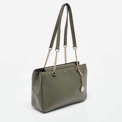 Pre Owned DKNY Grey Saffiano Leather Tote