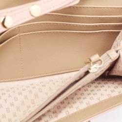 DKNY Pink Saffiano Leather Flap Wallet on Chain