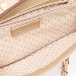 DKNY Pink Saffiano Leather Flap Wallet on Chain