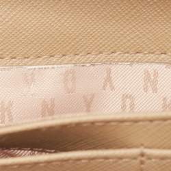 DKNY Pink Saffiano Leather Flap Wallet on Chain