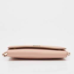 DKNY Pink Saffiano Leather Flap Wallet on Chain