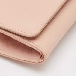 DKNY Pink Saffiano Leather Flap Wallet on Chain