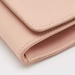 DKNY Pink Saffiano Leather Flap Wallet on Chain