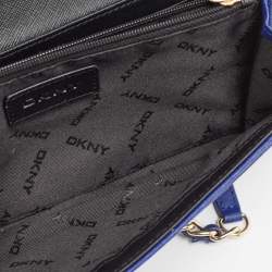 Pre Owned DKNY Blue Leather Logo Flap Wallet On Chain