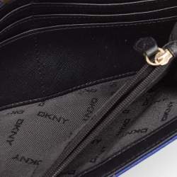 Pre Owned DKNY Blue Leather Logo Flap Wallet On Chain