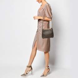 Dkny Beige Signature Coated Canvas and Leather Satchel