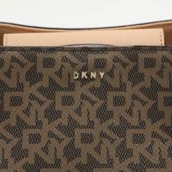 Dkny Beige Signature Coated Canvas and Leather Satchel