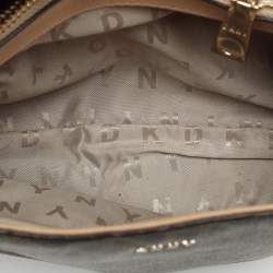 Dkny Beige Signature Coated Canvas and Leather Satchel