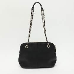 DKNY Black Leather Dome Satchel