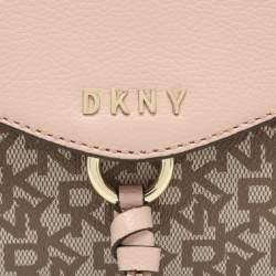 Pre Owned Dkny Beige/Pink Signature Coated Canvas and Leather Shoulder Bag
