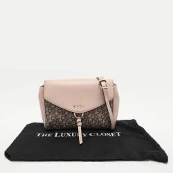 Pre Owned Dkny Beige/Pink Signature Coated Canvas and Leather Shoulder Bag