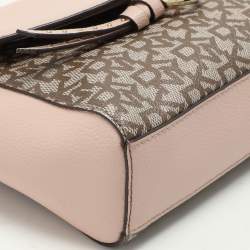 Pre Owned Dkny Beige/Pink Signature Coated Canvas and Leather Shoulder Bag