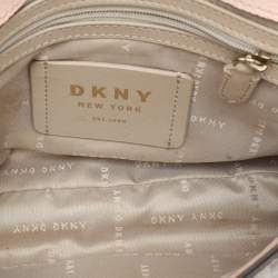 Pre Owned Dkny Beige/Pink Signature Coated Canvas and Leather Shoulder Bag