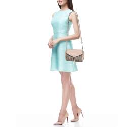 Pre Owned Dkny Beige/Pink Signature Coated Canvas and Leather Shoulder Bag