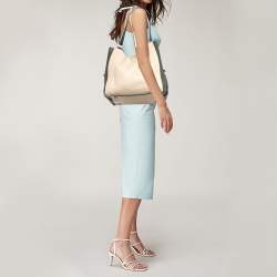 DKNY Beige/Fatigue Green Leather Hobo