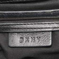 DKNY Black Pinstripe Quilted Leather Gansevoort Top Handle Bag