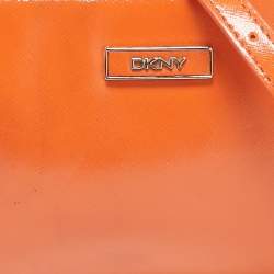 Pre Owned DKNY Orange Patent Leather Crossbody Bag