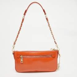 Pre Owned DKNY Orange Patent Leather Crossbody Bag