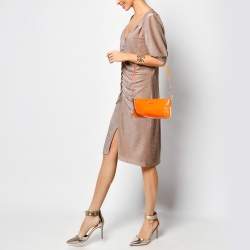 Pre Owned DKNY Orange Patent Leather Crossbody Bag