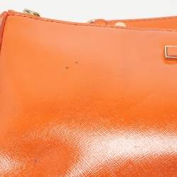 Pre Owned DKNY Orange Patent Leather Crossbody Bag
