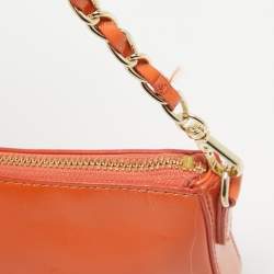 Pre Owned DKNY Orange Patent Leather Crossbody Bag