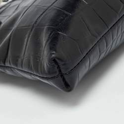 Pre Owned DKNY Black Croc Embossed Leather Shoulder Bag