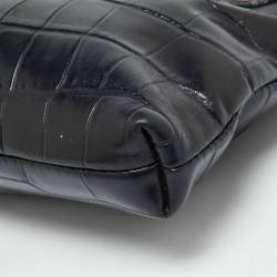 Pre Owned DKNY Black Croc Embossed Leather Shoulder Bag