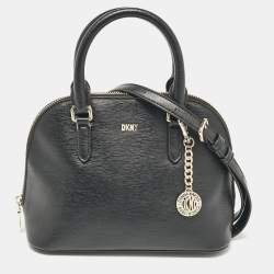 Dkny Black Leather Dome Satchel