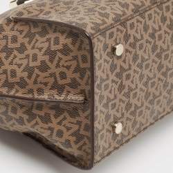 Dkny Khaki Brown/Green Monogram Coated Canvas and Leather Padlock Charm Satchel