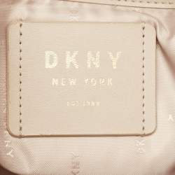 Dkny Khaki Brown/Green Monogram Coated Canvas and Leather Padlock Charm Satchel