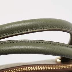Dkny Khaki Brown/Green Monogram Coated Canvas and Leather Padlock Charm Satchel