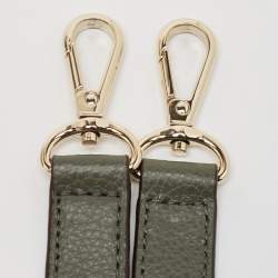 Dkny Khaki Brown/Green Monogram Coated Canvas and Leather Padlock Charm Satchel