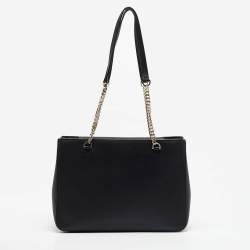Pre Owned Dkny Black Leather Bryant Park Chain Tote