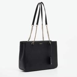Pre Owned Dkny Black Leather Bryant Park Chain Tote