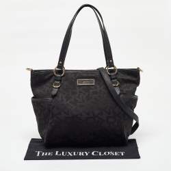 Pre Owned DKNY Black Signature Canvas and Leather Tote