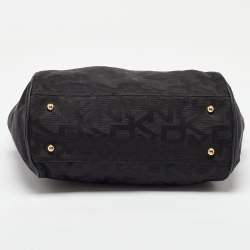 Pre Owned DKNY Black Signature Canvas and Leather Tote