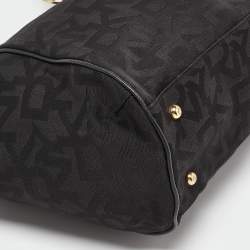 Pre Owned DKNY Black Signature Canvas and Leather Tote