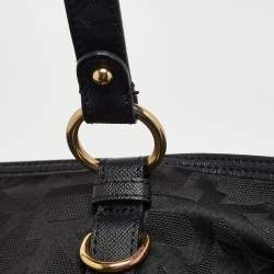 Pre Owned DKNY Black Signature Canvas and Leather Tote
