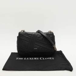 Dkny Black Leather Allen Flap Shoulder Bag