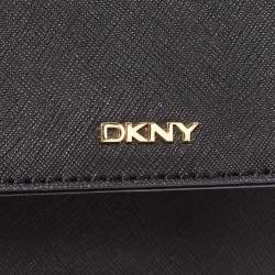 DKNY Black Saffiano Leather Flap Chain Shoulder Bag