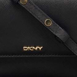 DKNY Black Saffiano Leather Flap Chain Shoulder Bag