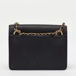 DKNY Black Saffiano Leather Flap Chain Shoulder Bag