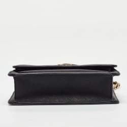 DKNY Black Saffiano Leather Flap Chain Shoulder Bag