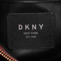 Dkny Red Leather Logo Embossed Tote